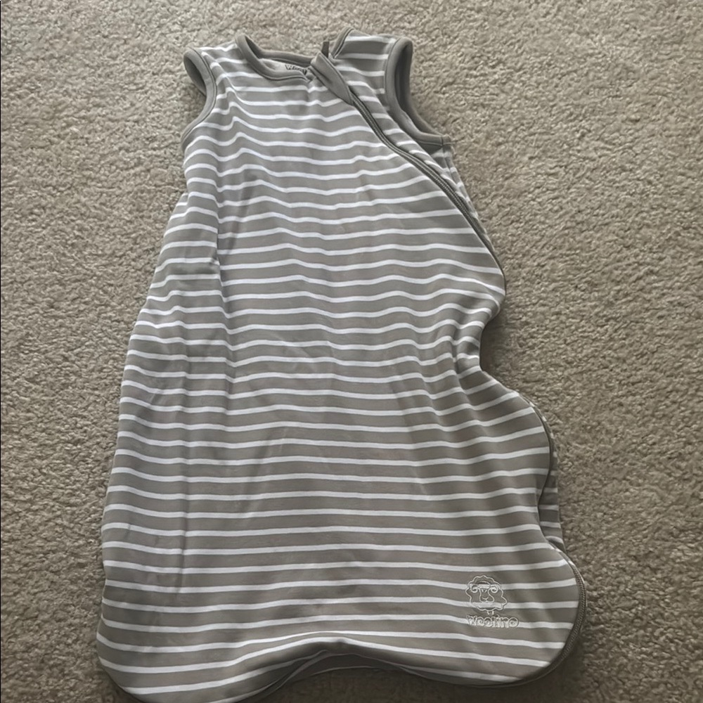Gray and White Striped Sleep Sack woolino